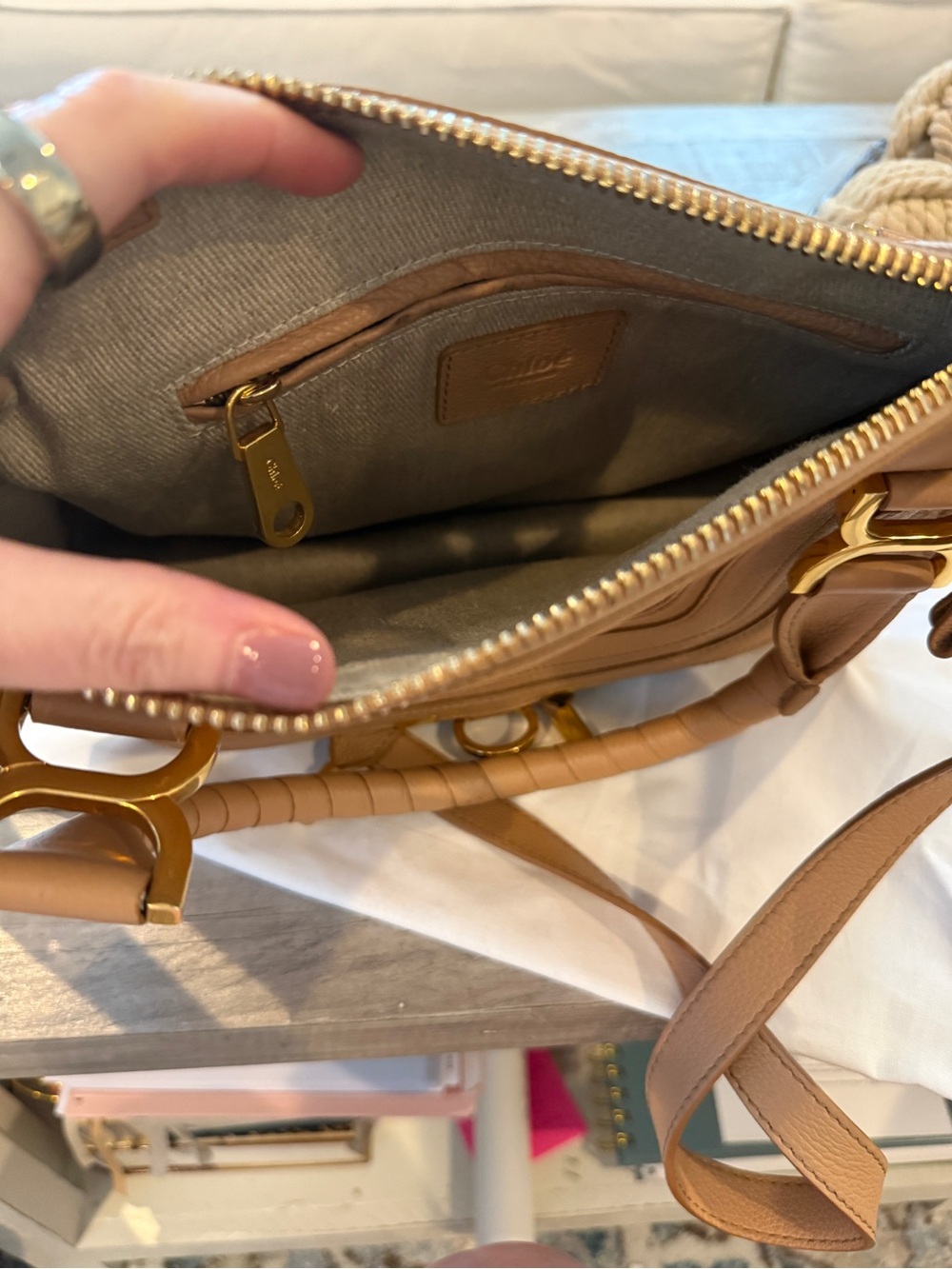 Chloé Marcie Small Satchel Cognac Brown Leather Satchel with Gold Hardware - Picture 8 of 15